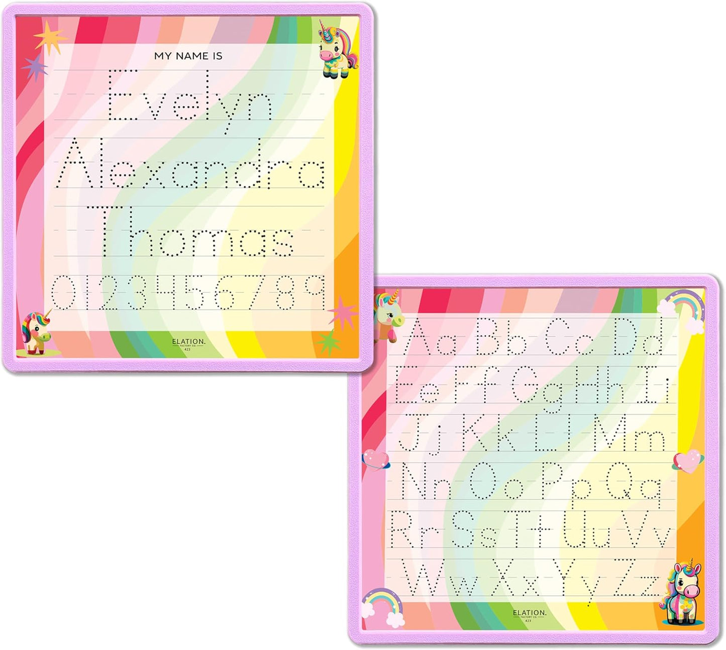 Kid's Name Tracing Board | Dry Erase Letter Tracing | Reusable Name Alphabet Tracing| Number Tracing | Personalized | Baby Unicorn Theme