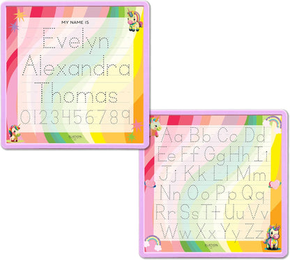 Kid's Name Tracing Board | Dry Erase Letter Tracing | Reusable Name Alphabet Tracing| Number Tracing | Personalized | Baby Unicorn Theme