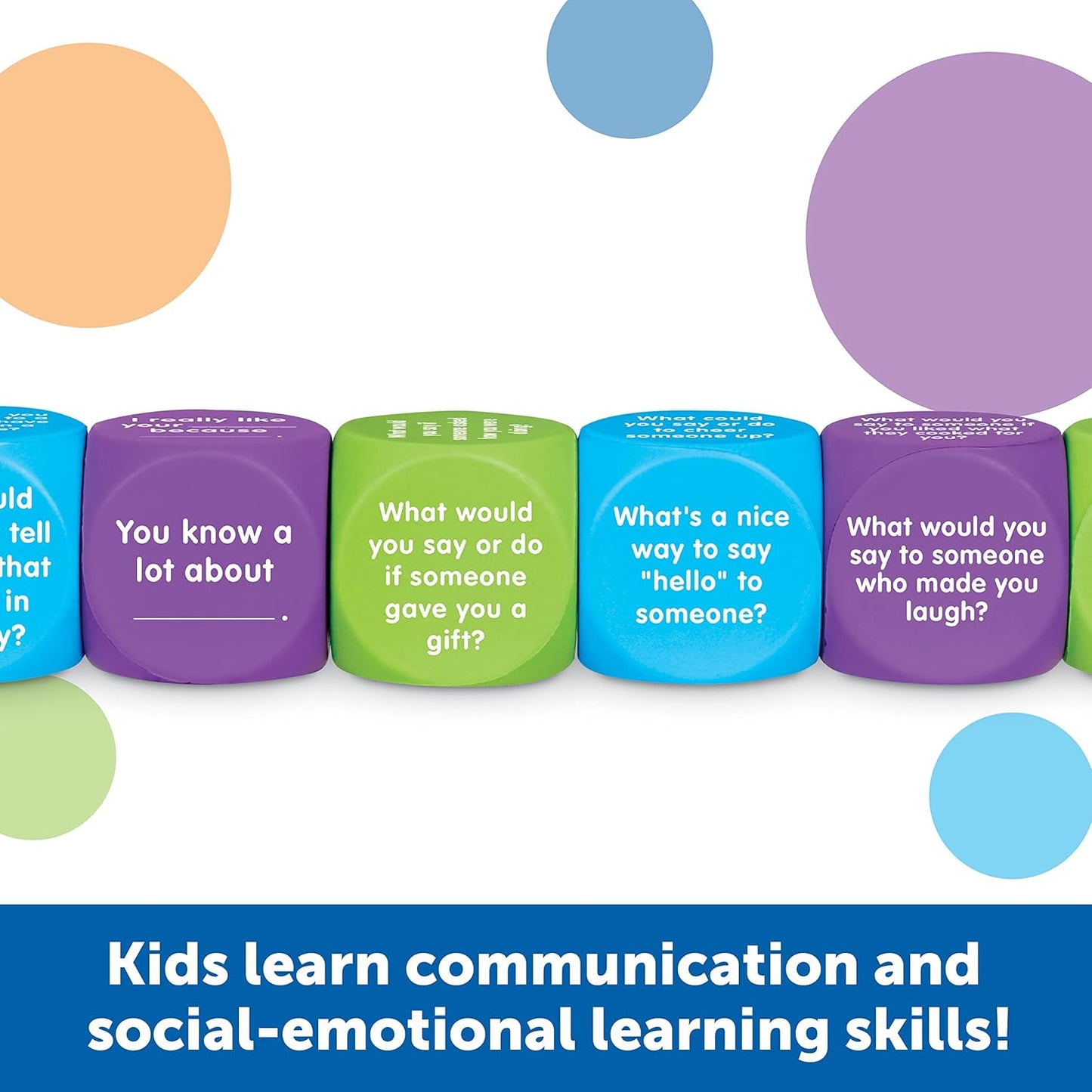 Learning Resources Conversation Cubes -Ages 6+, Foam Cubes for Social Emotional Learning, School Counselor Supplies, Speech Therapy Toys, Ice Breaker Cubes,Teacher Must Haves, 6 Pieces
