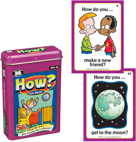 Super Duper Publications | How? Fun Deck | Communication and Language Processing Skills Flash Cards | Educational Learning Materials for Children