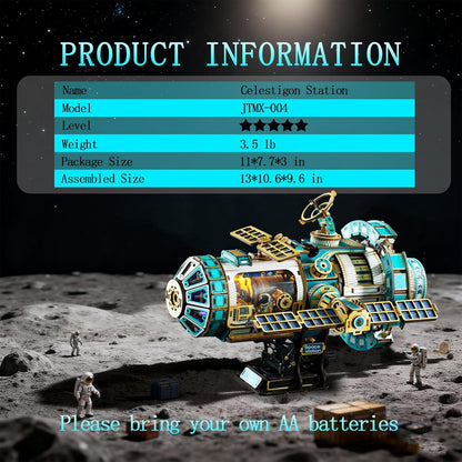 3D Wooden Puzzles for Adults - Space Station Mechanical Model Kit with Lights & Music, 511PCS Adult Wooden Puzzles, DIY Building Toy for Teen & Adults, Miniature House Kit for Birthday Father's Day