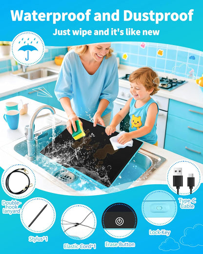 Magnetic LCD Writing Tablet for Fridge, 13 Inch Writing Tablet for Kids, Toddler Drawing Pad, Learning Toys for Boys Girls Ages 3.4.5.6.7.8, Writing Board for to-Do Lists and Family Messages (Blue)