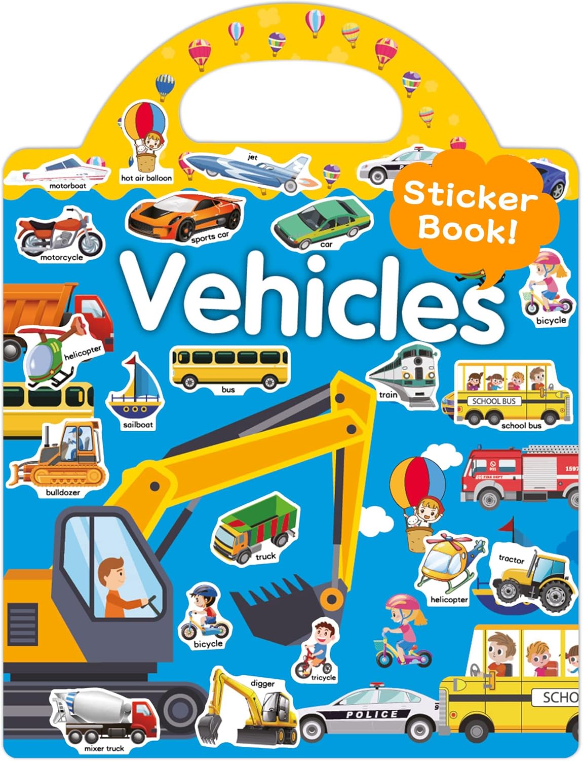 Benresive Reusable Sticker Books for Toddlers, Fun Travel Stickers for Kids, Toddler Sticker Book, Crafts Activities for Toddlers, 3 and Up Birthady Gifts - Vehicle