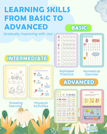 Large Magic Handwriting Practice Workbooks, Reusable Grooved Handwriting Practice for Kids 3-8, Toddler Writing Practice, Math Calligraphy, Letter Tracing, for Kindergarten Preschool, The Fun Kit