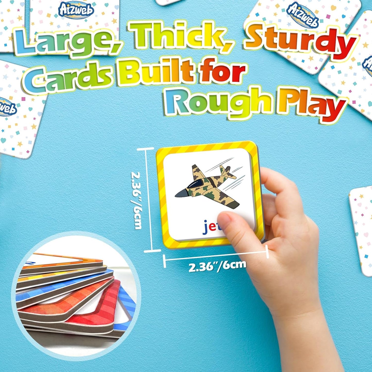Aizweb CVC Word Match Game - 60 Pc Toddler Card Games for Kids Ages 3-6, Phonics Flash Cards for Preschool & Kindergarten Learning Activities, Educational Toys for Home School Supplies