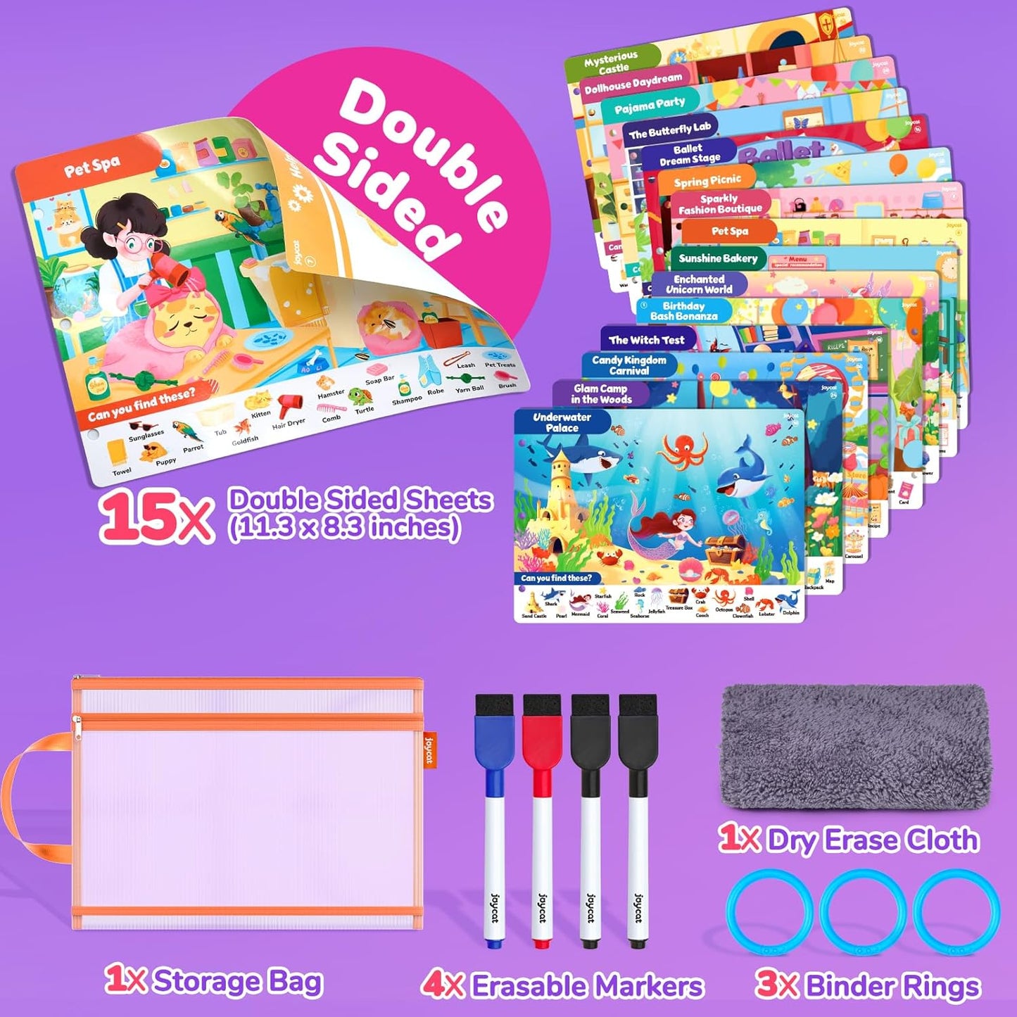 JoyCat Seek & Find Game Books - Preschool Learning Activity for Toddlers & Kids Ages 3-5, Travel Activities Toys for Road Trip Car Airplane, Busy Book, Birthday Gifts for Girls and Boys Ages 4-8