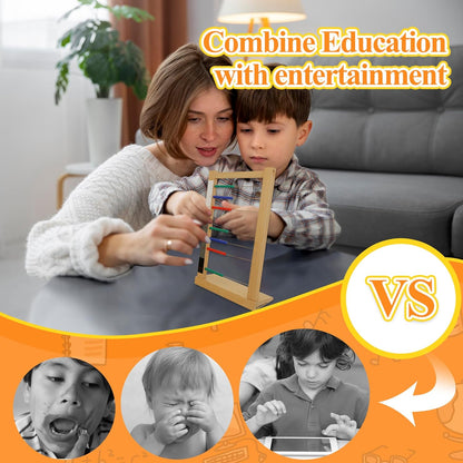 MONTESSORI OUTLET Wooden Small Bead Frame Abacus for 3 Year Old Boys Girls Kids Toddlers Math, Educational Counting Toy,Mathematics Toy Beads Game for Preschool and Homeschool Children
