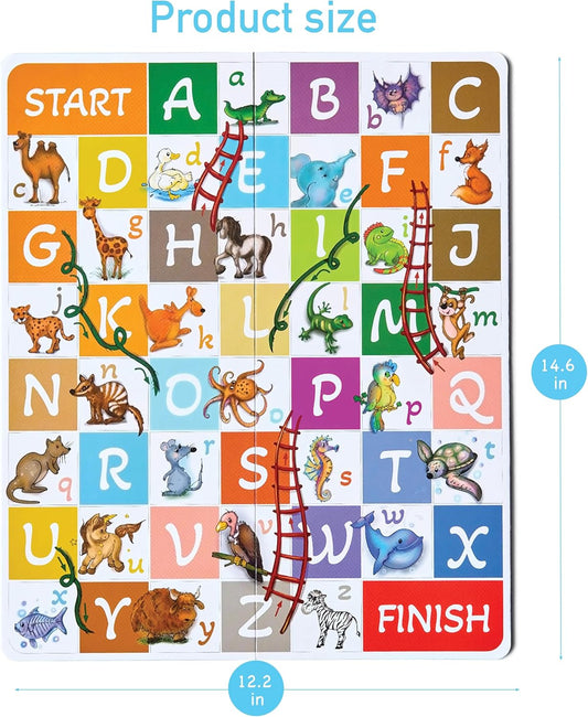 ABC Zoo Chutes and Ladders Board Game, Language Development Toy, Alphabet Learning Activity for Kids Ages 4+ Players 2-4