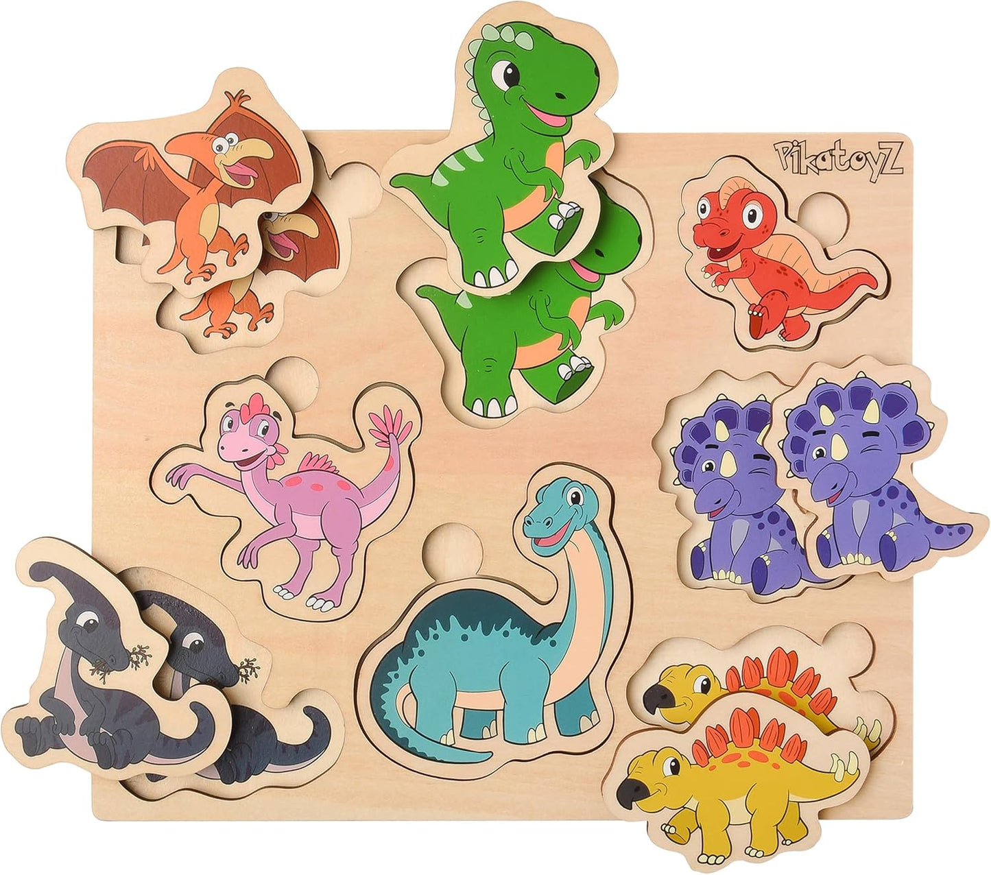 Pikatoyz® Wooden Puzzles for Toddlers 1-3 – Montessori Educational and Learning Toys – Wooden Baby Puzzle for Kids 1 Year and Up – Developmental Toys – Baby Puzzles for Early Learning