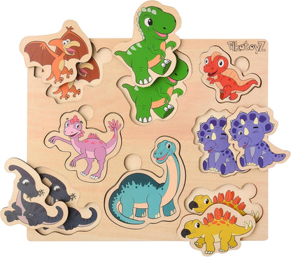 Pikatoyz® Wooden Puzzles for Toddlers 1-3 – Montessori Educational and Learning Toys – Wooden Baby Puzzle for Kids 1 Year and Up – Developmental Toys – Baby Puzzles for Early Learning
