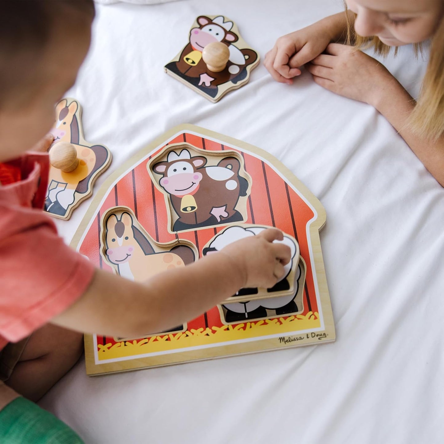 Melissa & Doug Pet Animals Jumbo Knob Puzzle, Wooden Peg Puzzle for Toddlers, Educational Toy for Shape Recognition and Fine Motor Skills, Ages 1+
