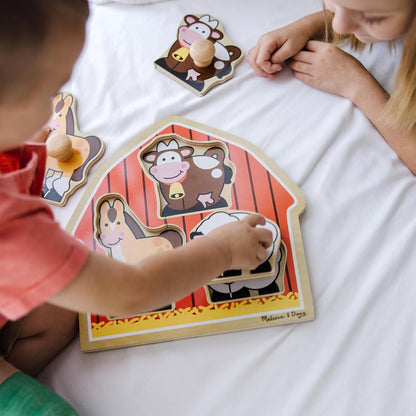 Melissa & Doug Pet Animals Jumbo Knob Puzzle, Wooden Peg Puzzle for Toddlers, Educational Toy for Shape Recognition and Fine Motor Skills, Ages 1+