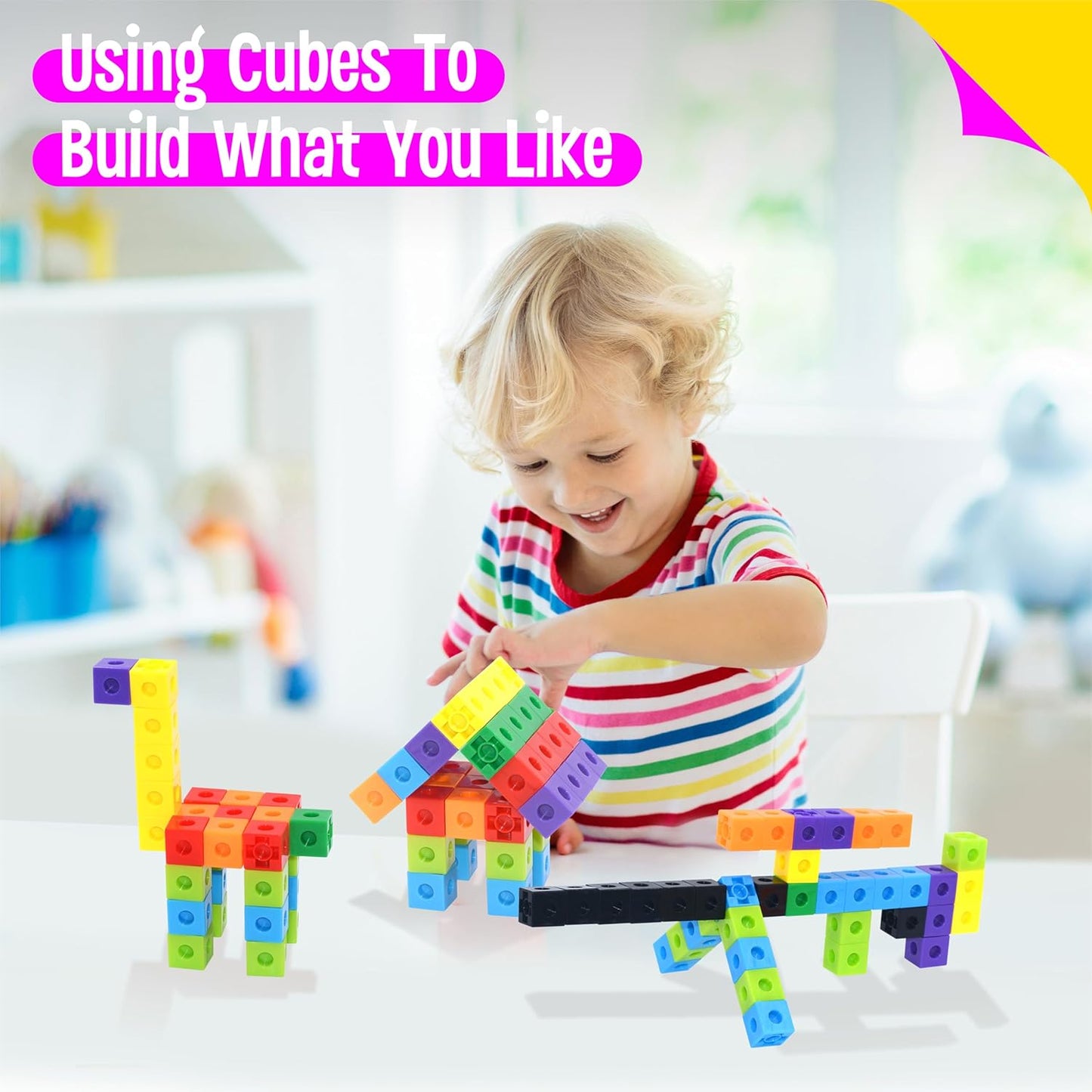 SpriteGru Math Linking Cubes, Math Cubes Manipulatives with Activity Cards Linking Cube Math Counters for Kids Kindergarten Learning Activities