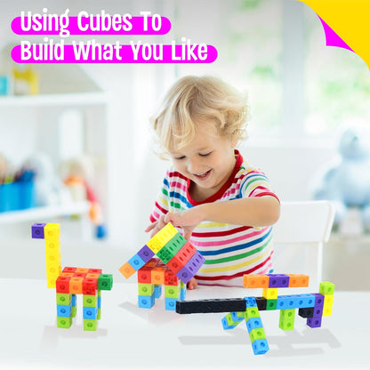 SpriteGru Math Linking Cubes, Math Cubes Manipulatives with Activity Cards Linking Cube Math Counters for Kids Kindergarten Learning Activities