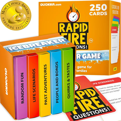 QUOKKA Family Conversation Cards Game - Break The Ice Game for Kids and Families - Icebreaker Cards with 500+ Questions - Family Game for Kids 8-12 - Perfect for Families Games Night I Travel Version