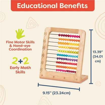 B. toys – Fruity! Wooden Abacus for Kids Classic Math Learning Toy with 100 Beads Educational for Addition, Subtraction Numbers & Counting 18+ Months