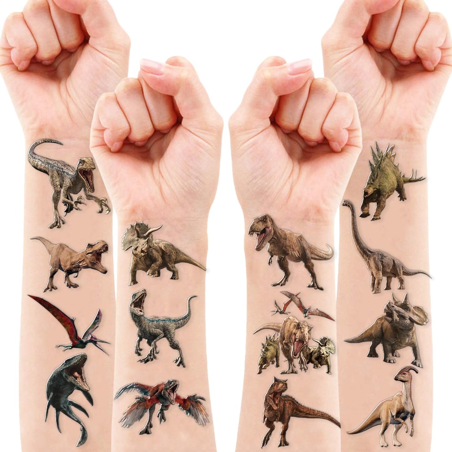 96PCS Dinosaur 3D Pre-Cut Temporary Tattoos - Stickers for Birthday Party Supplies, Decorations, and Favors - Super Cute Gifts for Kids, Boys & Girls, Classroom Prizes, and Themed (Normal)
