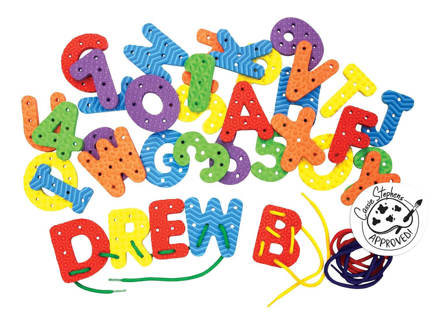 WonderFoam Lacing Letters and Numbers PAC4466, Colors may vary, Approx. 2-3/4", 40 Count