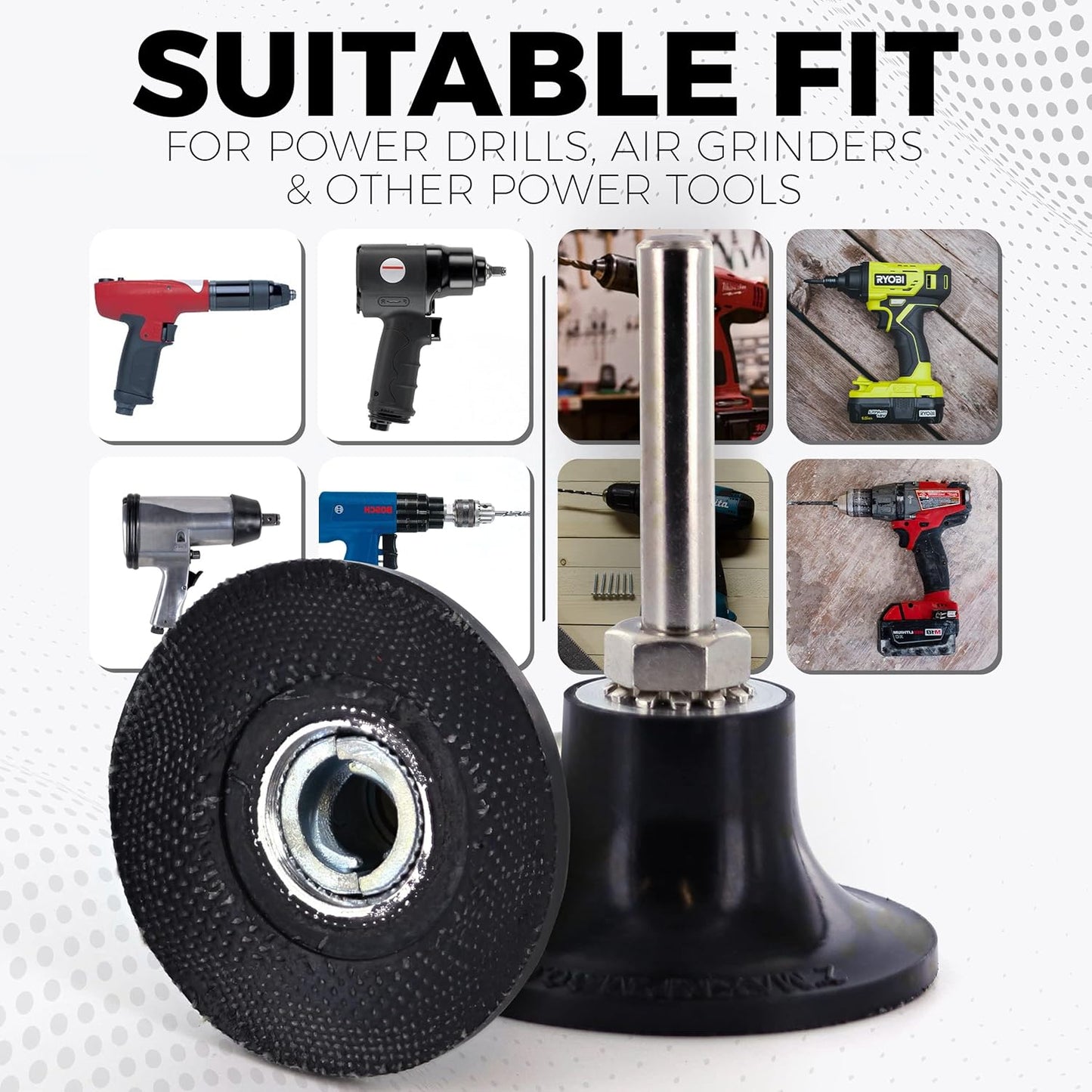2 Inch Disc Pad Holder with ¼” Shank, Die Grinder Sanding Suitable for Roloc, Quick Change Medium Disc Attachments for Polishing, Sanding and Surface Preparation, – by Ram Pro