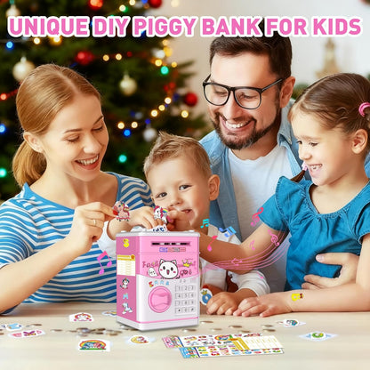 JUNEU Unicorn Piggy Bank for Kids, Gifts for 5 6 7 8 9 10 Year Old Girls, Kids Electronic Piggy Bank, Girls Birthday Gifts, Educational Toys for Girl Boys, Kid Money Saving Box, Mini ATM Coin Bank