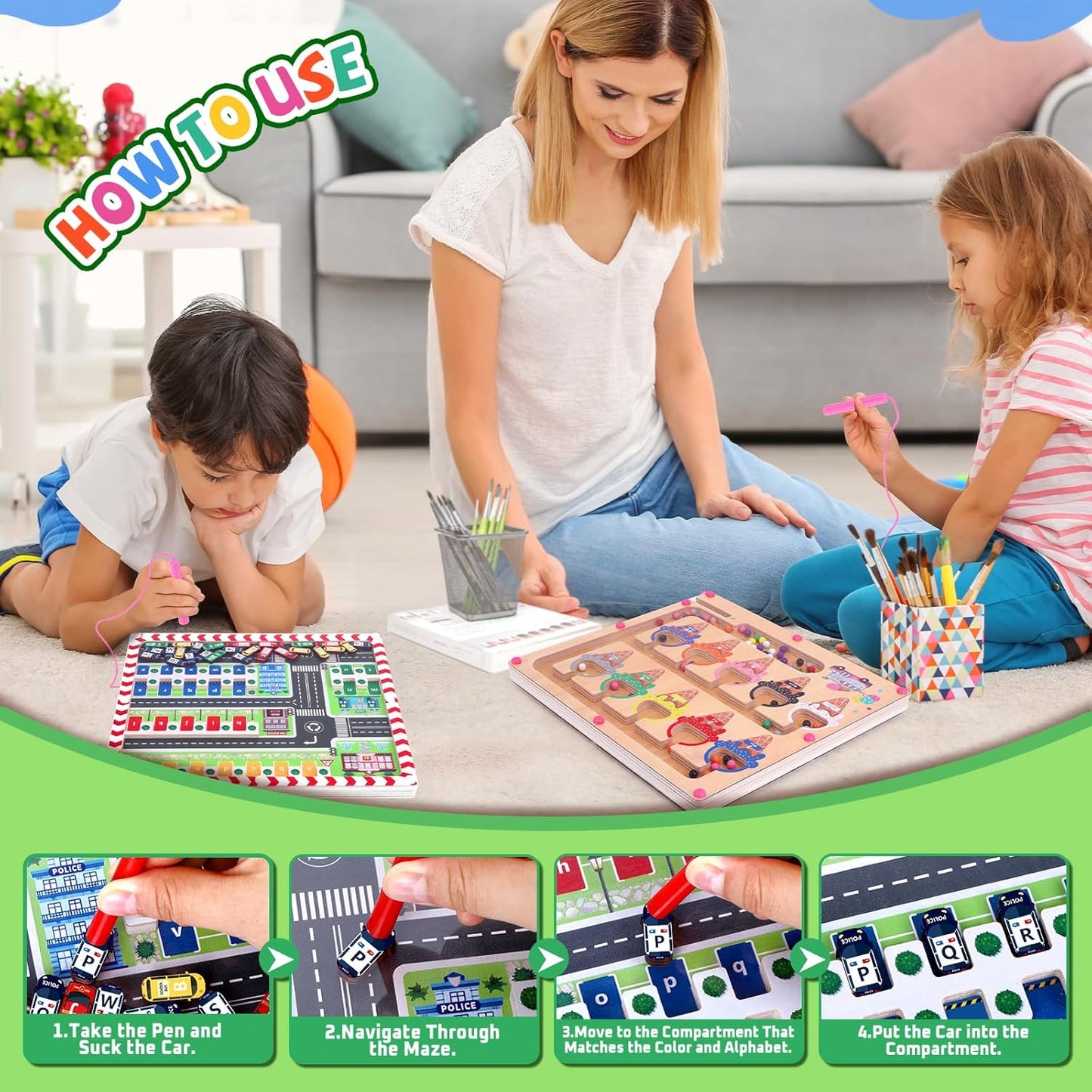 wakeInsa Magnetic Color and Number Maze,Montessori Toy for 2-5 Years Old Girls,Wooden Magnet Balls Puzzles,Toddler Busy Board Game,Preschool Learning Activities,Christmas & Birthday Gift for Kids