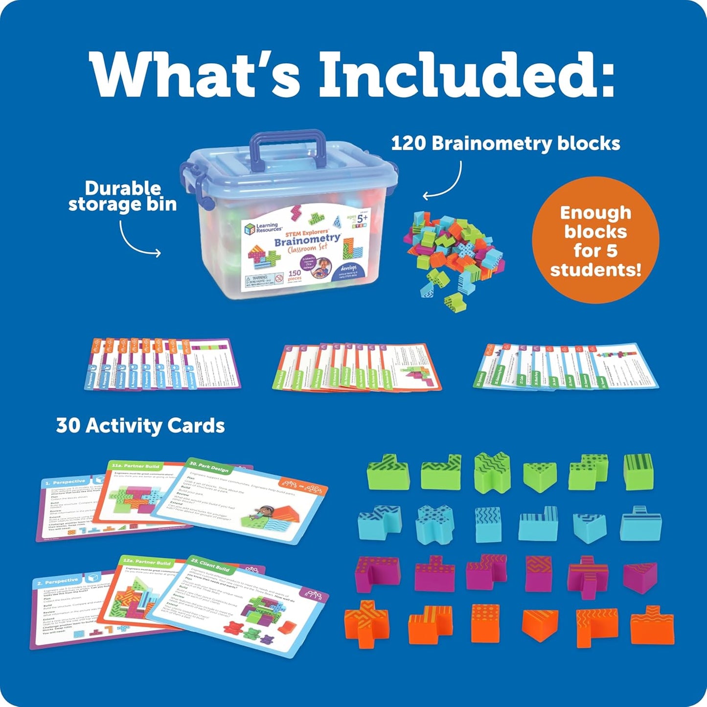 Learning Resources STEM Explorers Brainometry - 3d Puzzle, Brain Games, Brainteaser, Building Logic Toys, Gifts For Boys and Girls, Fine Motor Skills , Pattern Blocks, Math Manipulatives