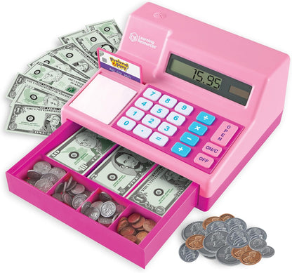 Learning Resources Pretend & Play Calculator Cash Register Toy - Gift for Kids, Toddler Toys, Play Money & Credit Card, Shopping Store Playset, Educational Preschool Activities