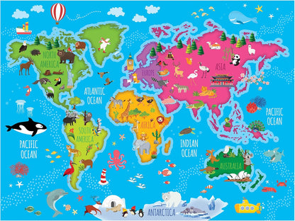 RoseArt Map of USA Puzzle for Kids – 100 Large Pieces, 24" x 18" – Educational United States Puzzle with Fun State Illustrations – Made in USA – Learning Toy for Ages 6+