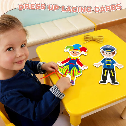 52 PCS Animals Lacing Cards for Kids Ages 3-5, Uppercase Sewing Cards Kits, Animal Alphabet Matching Games for Preschool Learning, Developing Fine Motor Skills Supplies