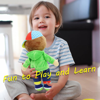 June Garden 16" Dressy Friends Bunnie - Educational Stuffed Plush Doll for Kids and Toddlers 2 Years and Up - Montessori Soft Toy Doll