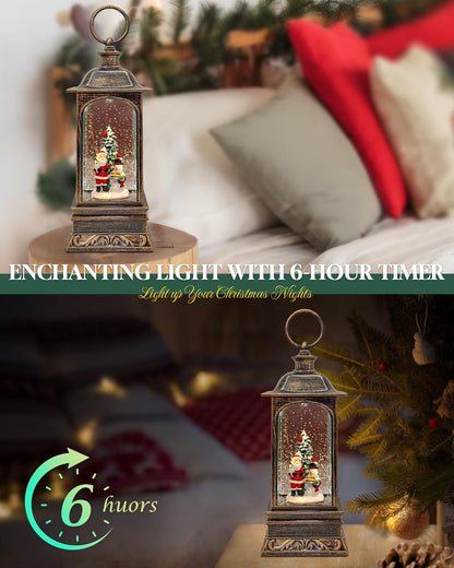 Musical Christmas Snow Globes Lantern, 7.87" Lighted Electric Snowglobes with 8 Holiday Songs 6H Timer Dual Power, Snowman Christmas Ornaments Snow Globe for Kids Adults Xmas Decor Gifts for Men Women