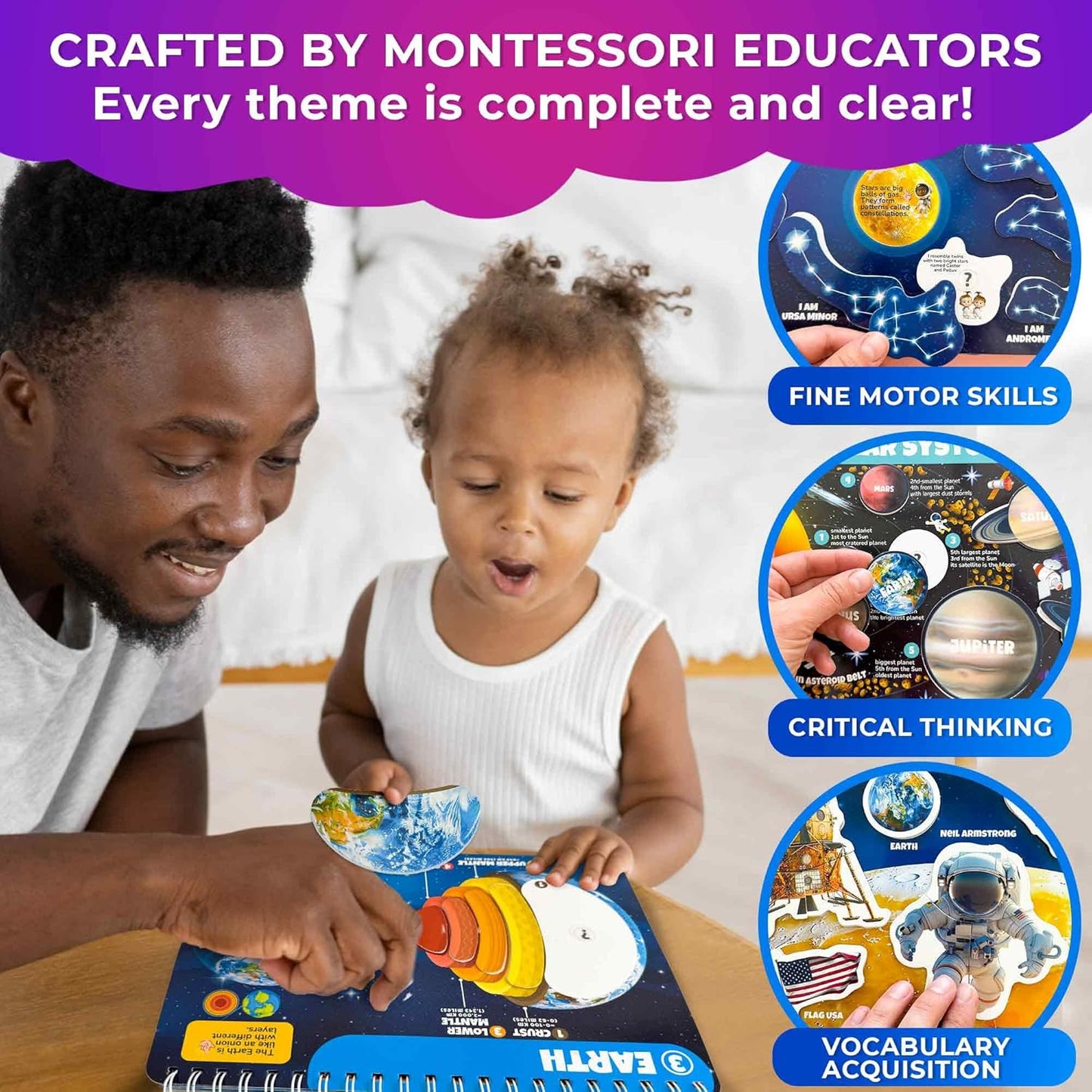 QUOKKA Montessori Busy Book for Toddlers 1-3 - Pre K Kids Learning Activities for Homeschooling - My Preschool Busy Book for Ages 3-5 - 15 Kids Educational Activities 2-4 Years