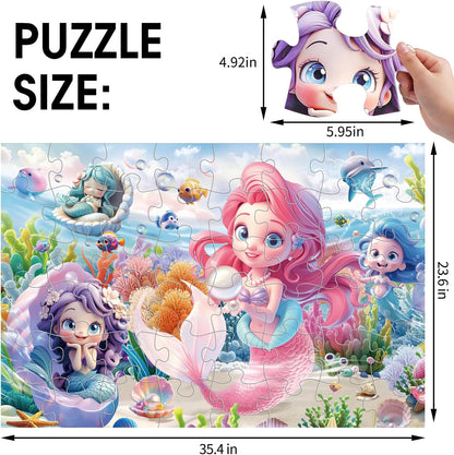 Jumbo Floor Puzzle for Kids,48 Piece Unicorn Large Jigsaw Puzzles,Puzzle for Toddler Ages 3-5,Fun Educational Preschool Learning Toy Easter Gift for Boys & Girls Ages 4-8
