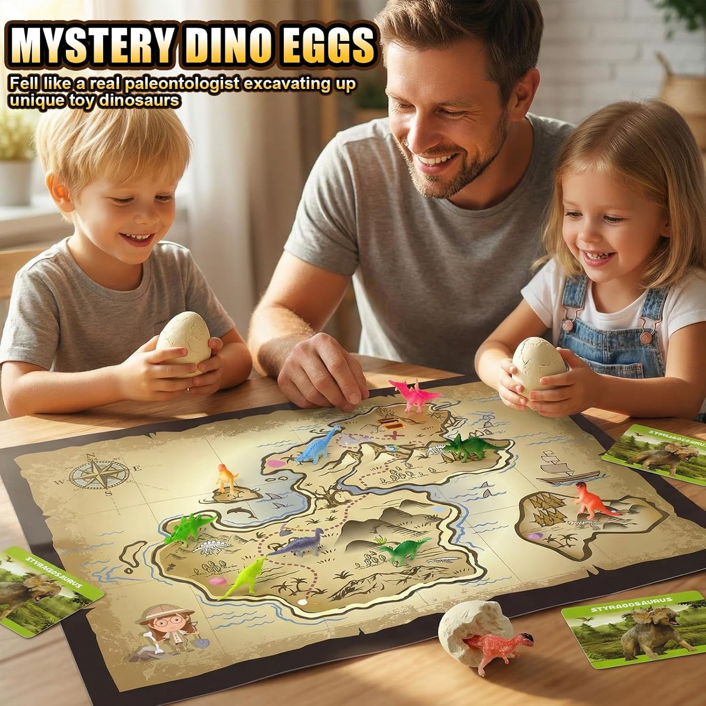 Dinosaur Eggs Toys Dig Kit, 24 Dino Eggs, Dinosaur Toy for Kids, Science STEM Dinosaur Eggs for Birthday and Easter Gift, Easter Basket Stuffers, for Boys Girls Age 3+