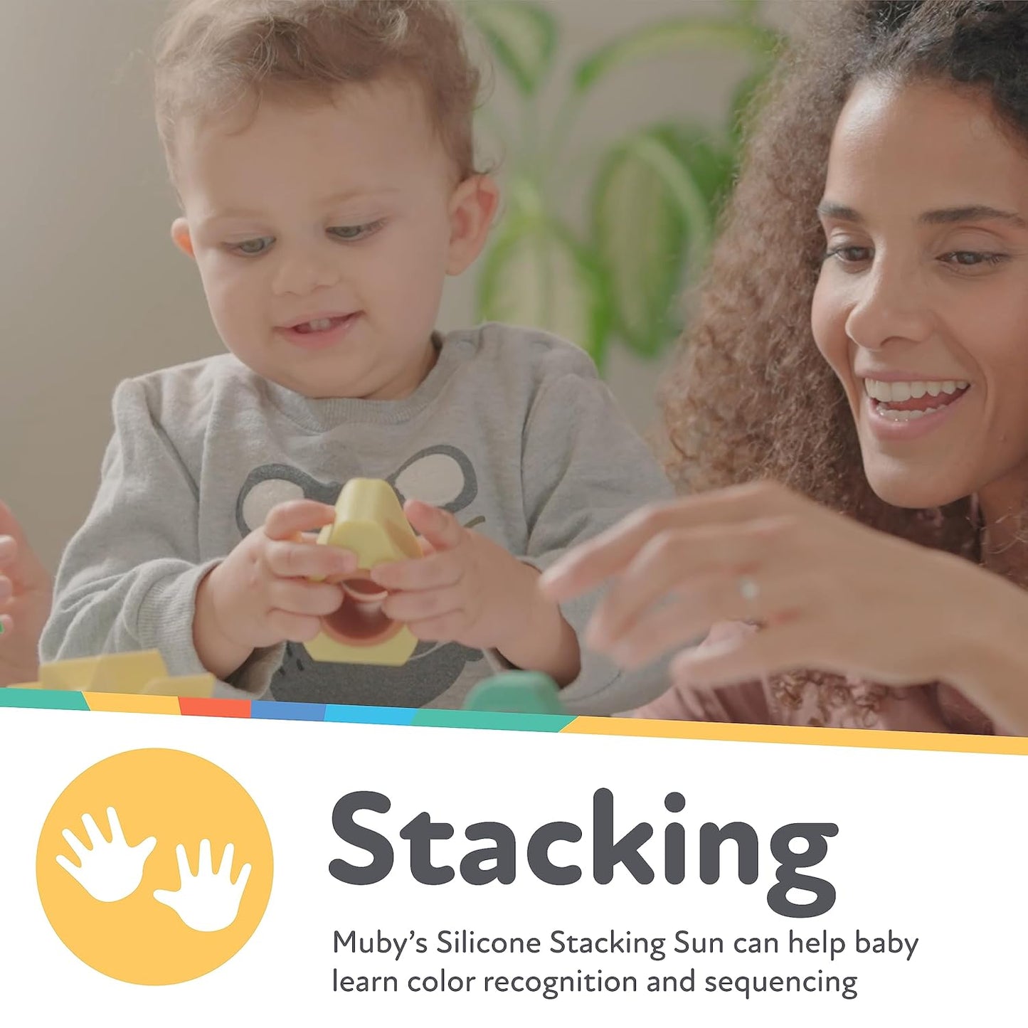 Nuby Soft Silicone Stacking Cups - 7-Piece Toddler Toy for Hand-Eye Coordination and Early Development - 12+ Months