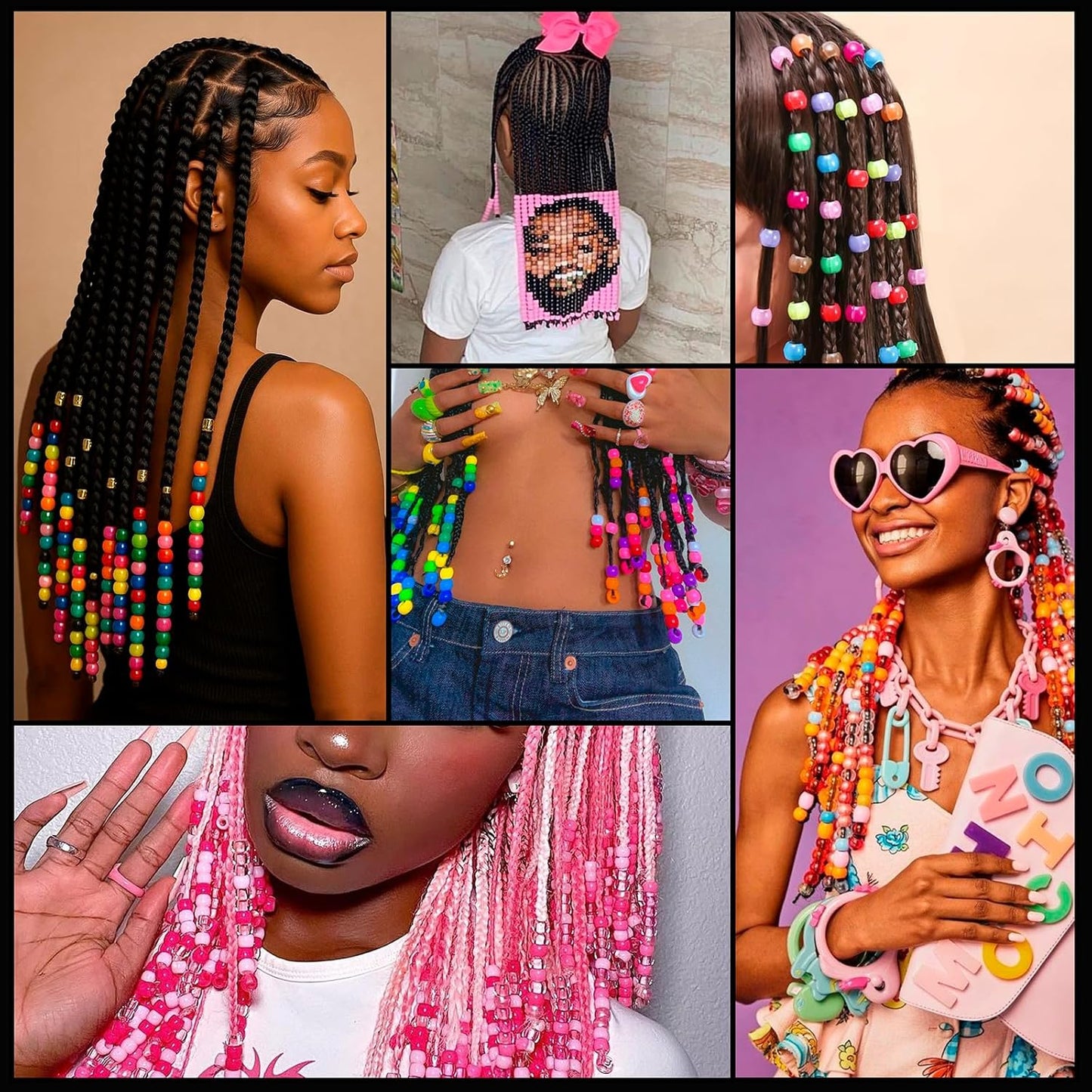 Dowsabel Brown Pony Beads Bulk 1000 Pcs 6x9mm, Large Hole Kandi Hair Beads for Braids Bracelets, DIY Friendship Bracelets Necklaces Jewelry Making Crafts and Gifts