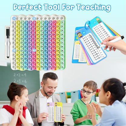 Multiplication Flash Cards + Pop Fidget Multiplication Chart, Times Table Educational Flashcard 3rd Grade, 4th, 5th, 6th Grade