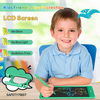 FLUESTON LCD Writing Tablet for Kids, 10 Inch Doodle Board, Colorful Drawing Pad for Toddler, Educational Travel Toy Gifts for 3-8 Year Old Girls Boys, Erase Lock Writing Board