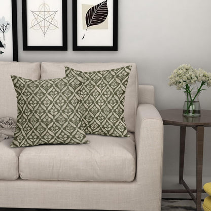 Blue Green Floral Block Print Pillow Covers 12X20 Set of 2, Flower Pattern Spring Summer Print Decorative Throw Pillow Covers Outdoor Farmhouse Seasonal Cushion Case Couch Sofa Bed Decor