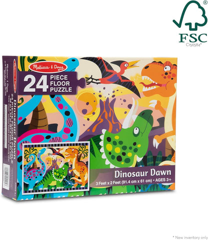 Melissa & Doug Dinosaur Dawn Jumbo Floor Puzzle (24 Pieces, 2 x 3 Feet), Jigsaw Puzzle for Preschoolers and Kids Ages 3+ - FSC Certified
