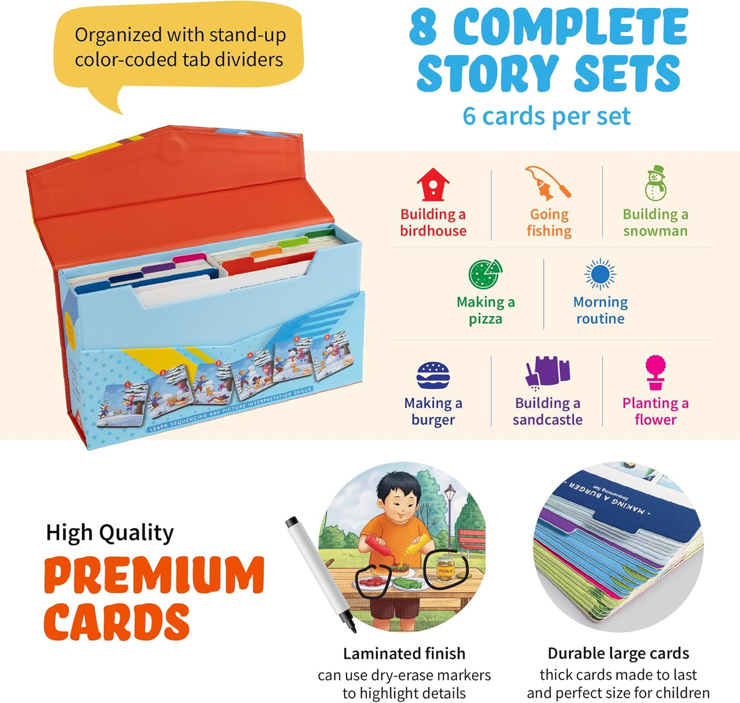 Sequence for Kids Cards, Speech Therapy Materials, Homeschool SEL, Autism, Tell A Story Picture Cards, Social Skills, Picture Cards, ESL, ELL
