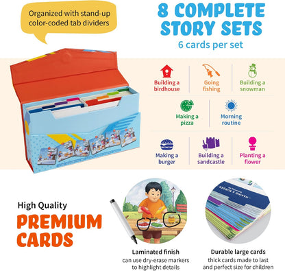 Sequence for Kids Cards, Speech Therapy Materials, Homeschool SEL, Autism, Tell A Story Picture Cards, Social Skills, Picture Cards, ESL, ELL