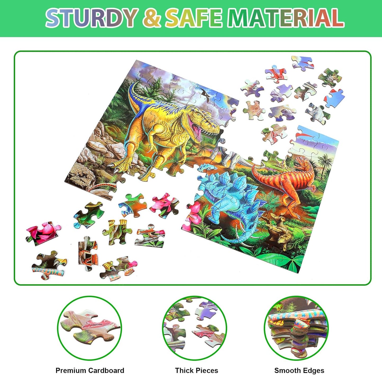 Jigsaw Puzzles for Kids Ages 3-5, 4-8, 6-8 Boys Girls - 60 Piece Construction Site - Large Piece Children Floor Jigsaw Puzzles - Science Educational Toys for 3 4 5 6 7 8 Years Old