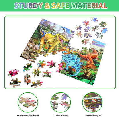 Jigsaw Puzzles for Kids Ages 3-5, 4-8, 6-8 Boys Girls - 60 Piece Construction Site - Large Piece Children Floor Jigsaw Puzzles - Science Educational Toys for 3 4 5 6 7 8 Years Old