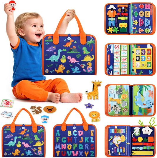 GOLIYEAN Toddler Busy Board - Montessori Toys for Toddler Boy Girl Birthday Gifts, Educational Learning Sensory Busy Book for Toddlers, Quiet Activity Books for Toddlers, Travel Toys for Airplane Car