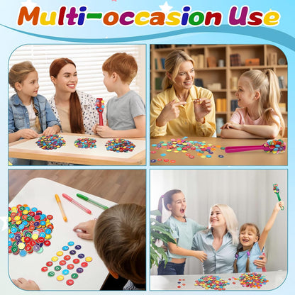 Coopay 312 Pcs Alphabets Numbers Chips and 6 Pcs Magnetic Wands - Toddler Learning Letters for Spelling, Reading Tools for Kids Science of Reading Manipulatives, Teaching Supplies Kindergarten