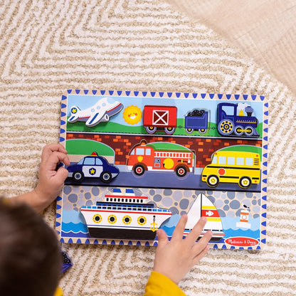 Melissa & Doug Safari Wooden Chunky Puzzle (8 pcs), Educational Screen Free Activity for Toddler, Preschoolers and Kids Ages 2+ - FSC Certified