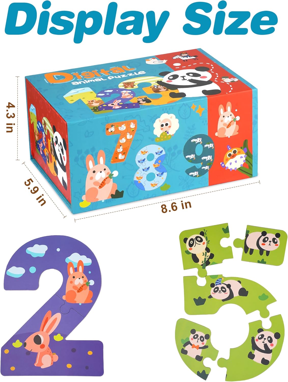 Wooden Jumbo Alphabet ABC Letter Toddler Puzzles Color Shape Animals Recognition Montessori STEM Jigsaw Preschool Learning Educational Toy for Kids 3 4 5 Years Old Boys Girls