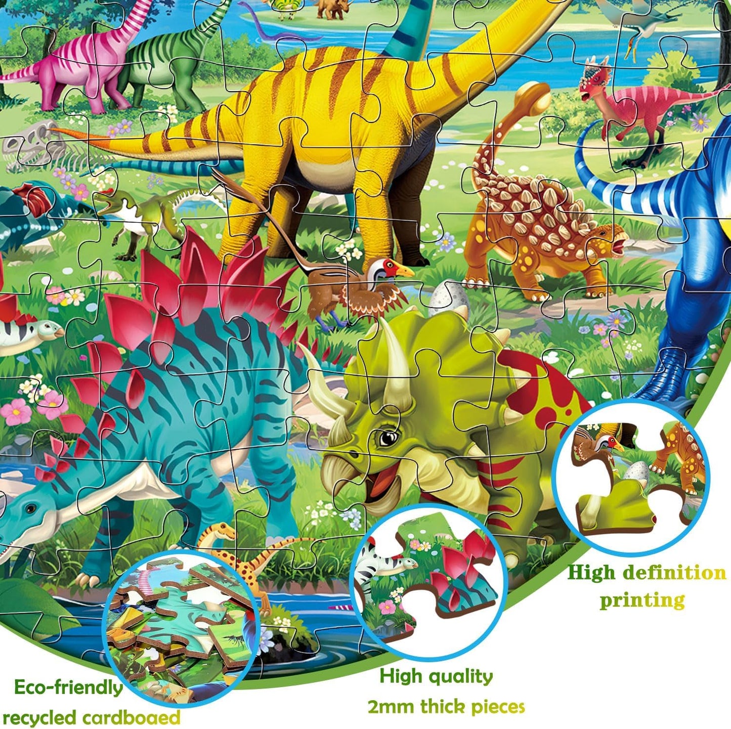 Puzzles for Kids Ages 4-8 Year Old,100 Piece Dinosaur Jigsaw Puzzle for Toddler Children Learning Educational Puzzles Toys for Boys and Girls - Every Piece is Unique