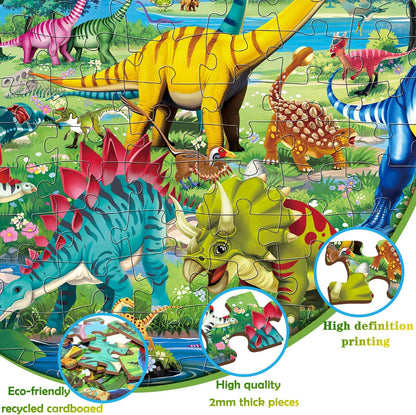 Puzzles for Kids Ages 4-8 Year Old,100 Piece Dinosaur Jigsaw Puzzle for Toddler Children Learning Educational Puzzles Toys for Boys and Girls - Every Piece is Unique